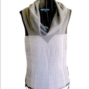 ANTONIO MELANI Sleeveless Top Gray and Black Dark Academia Top w/ Cowl Neck Sz M